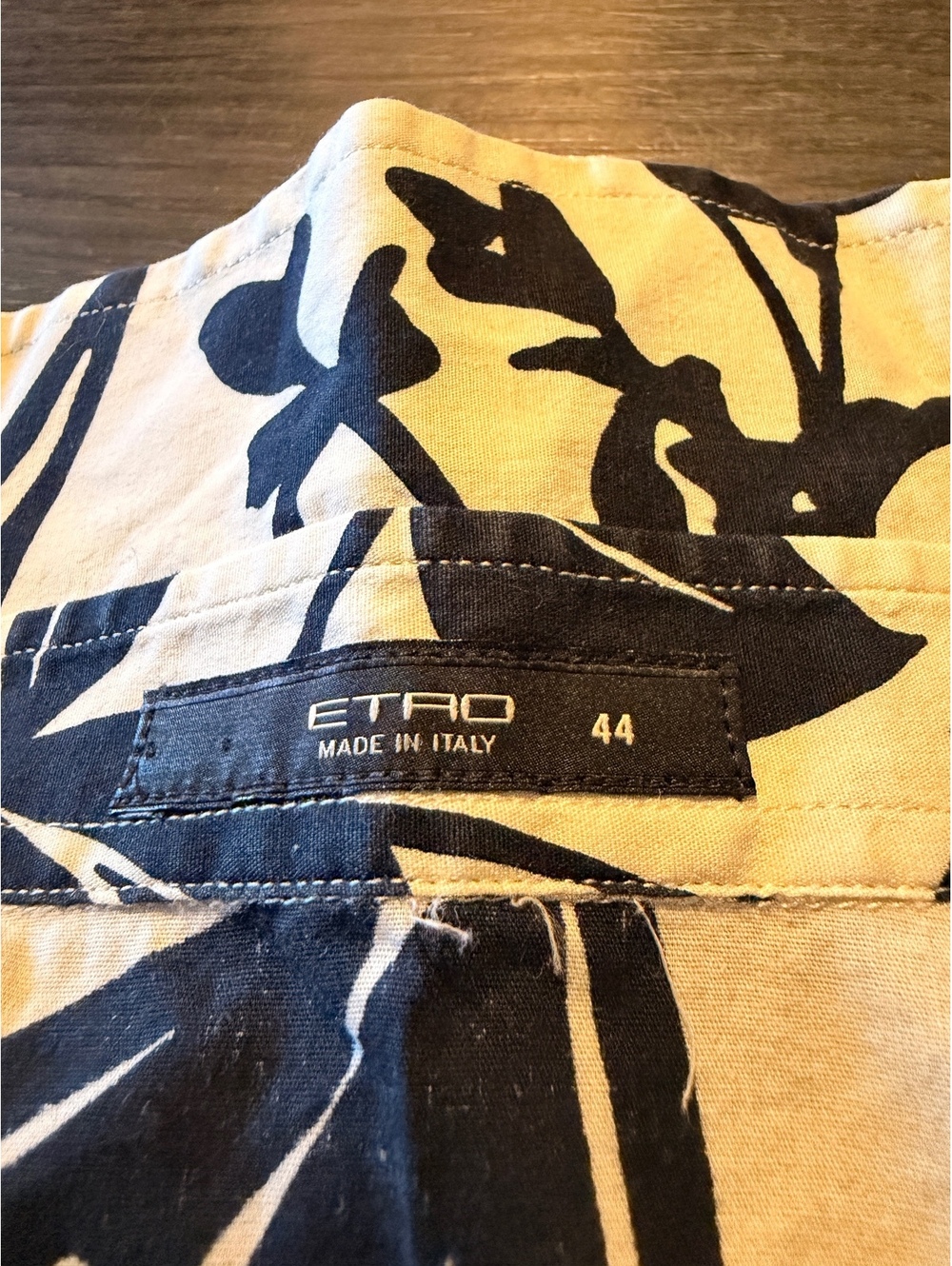 ETRO Italy Black White Tropical Floral Snap Shirt 44